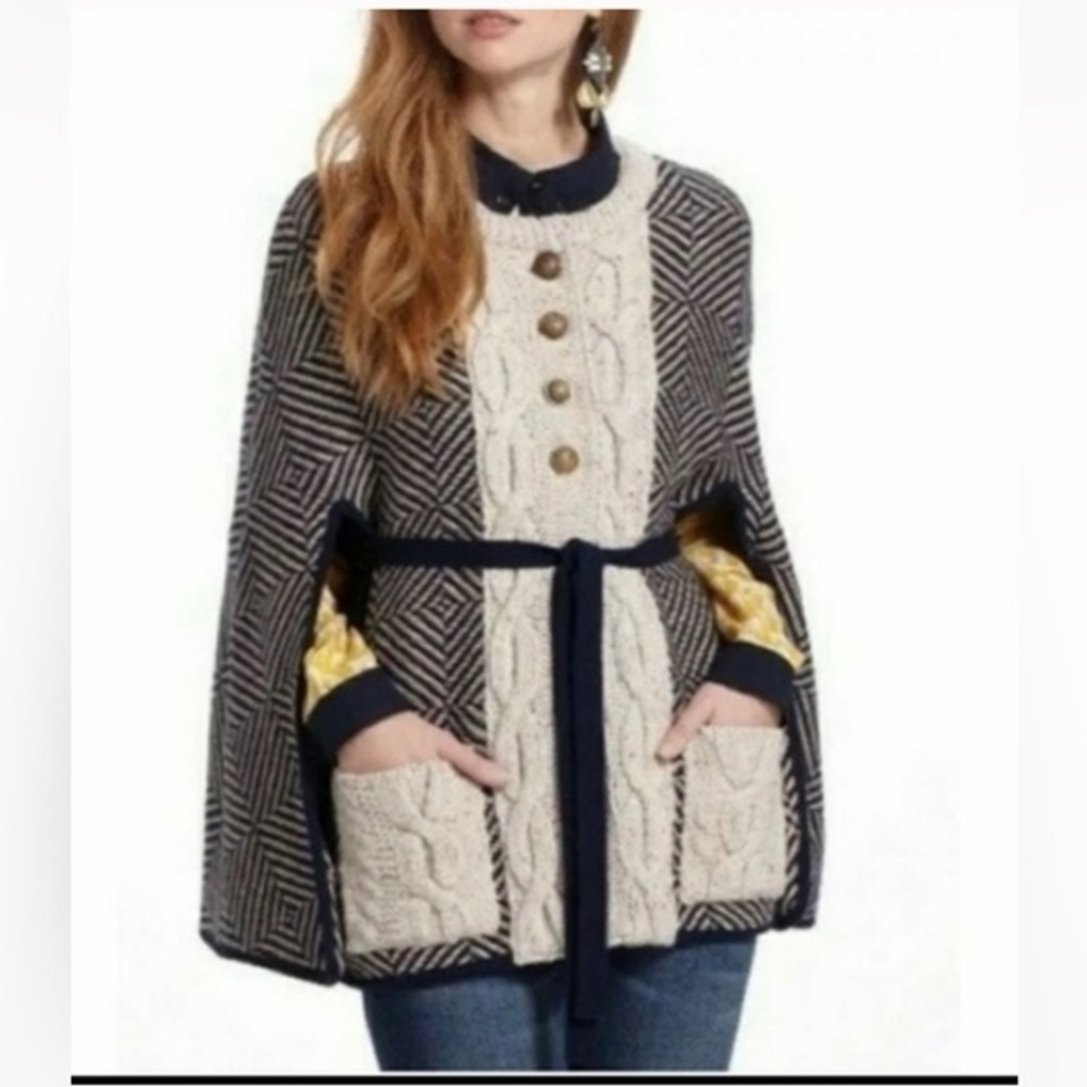 Anthropologie cable knit cape